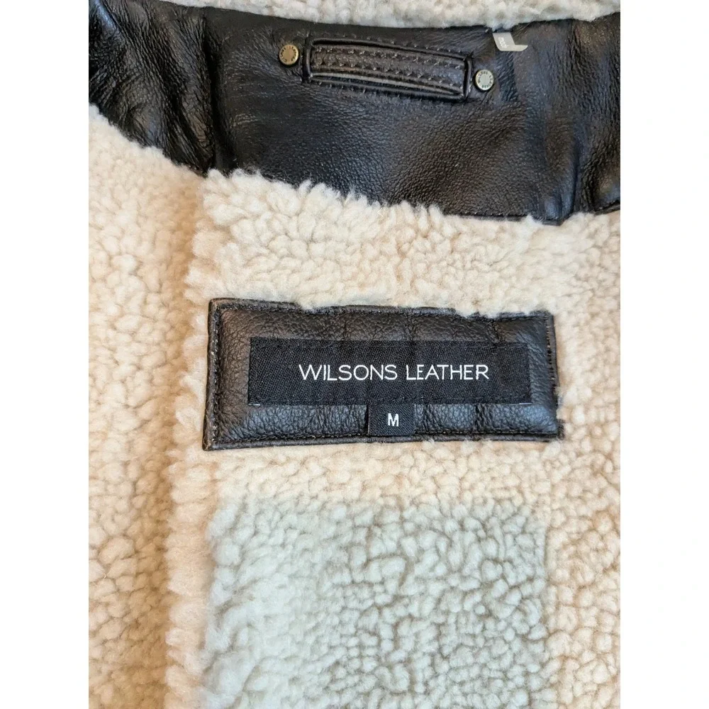 NWT $750 Wilsons Leather‎ Mens Sherpa Lined Leather Jacket Dark Brown Size M